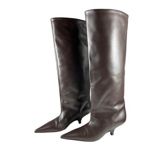 Toteme Brown Leather Knee Boots Size 7 - Picture 2 of 9